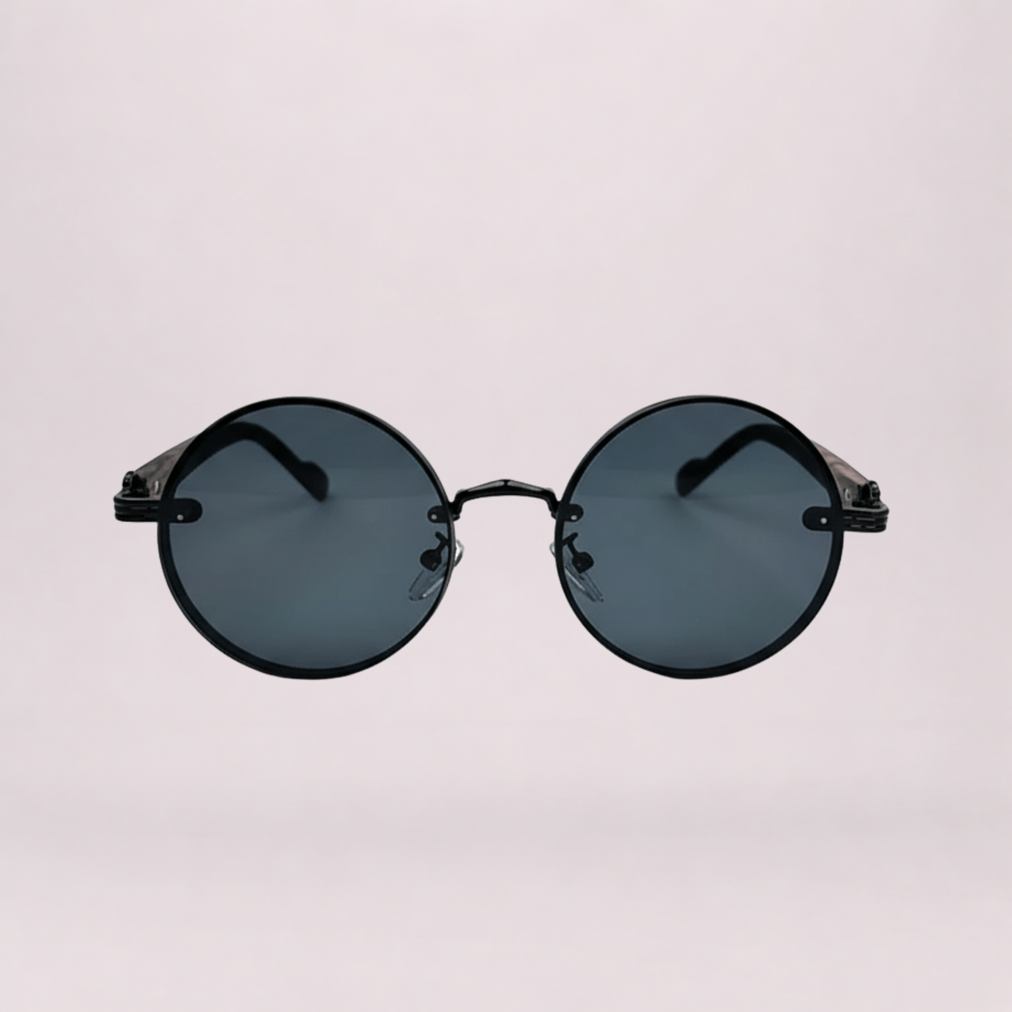 Retro Steampunk Round Sunglasses - Black