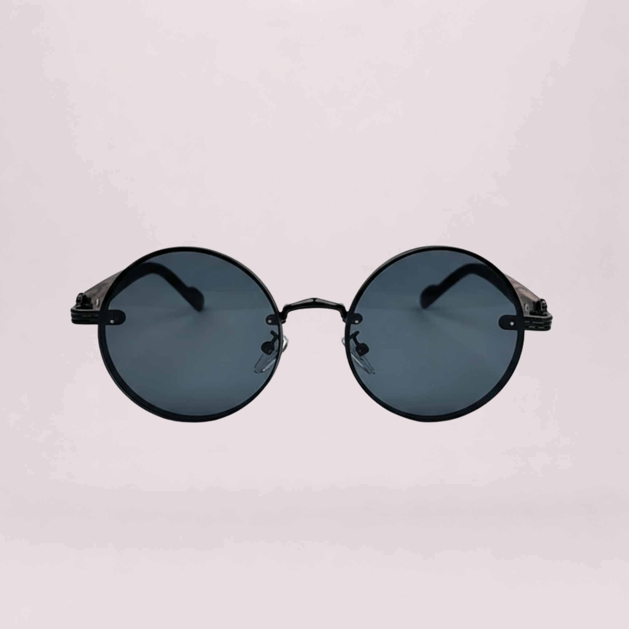 Retro Steampunk Round Sunglasses - Black