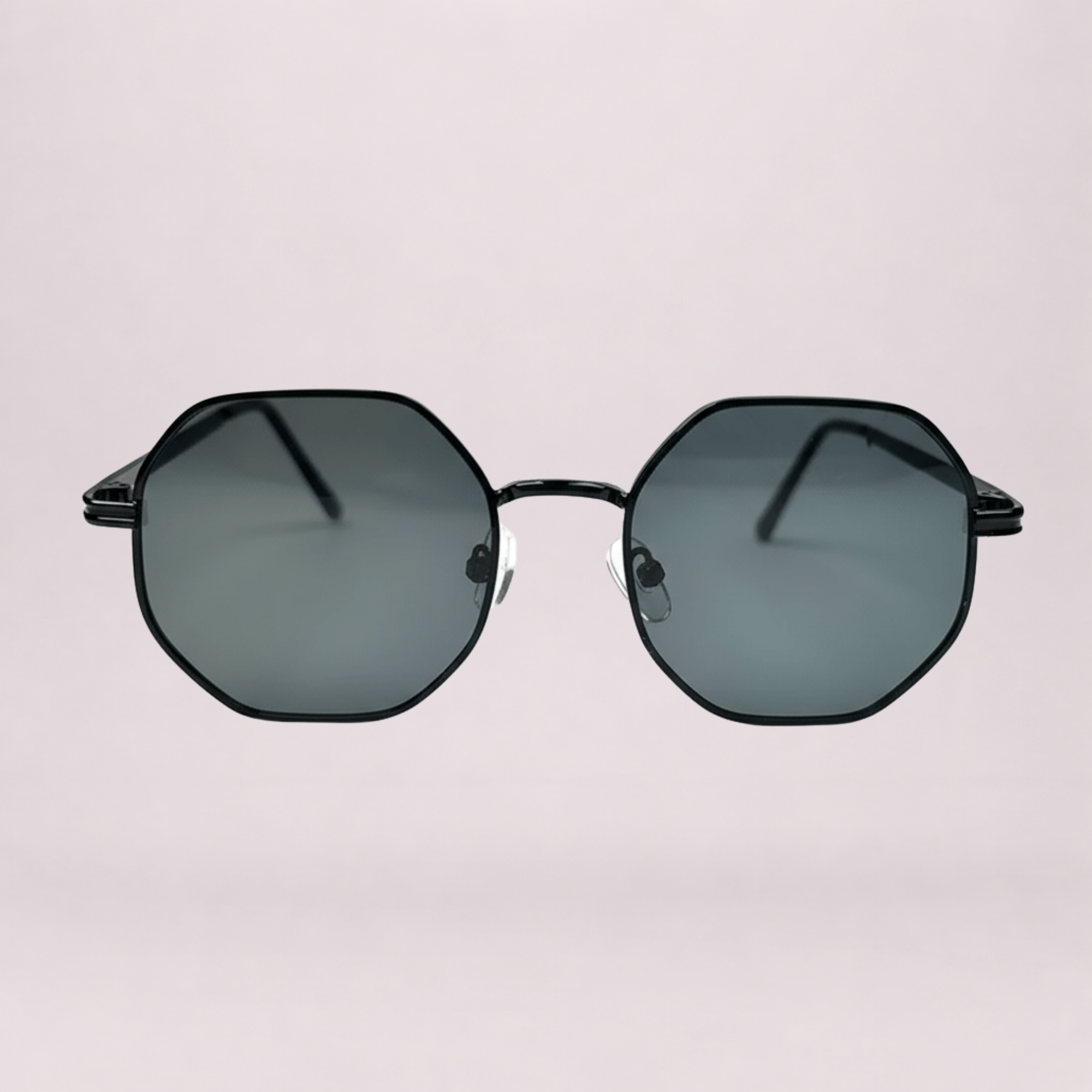 Octagonal Metal Frame Sunglasses - Black